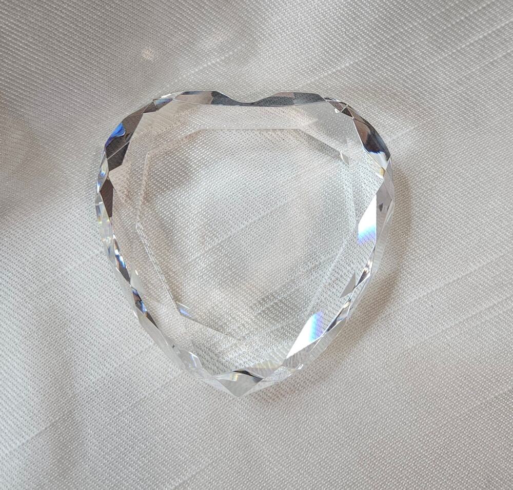 Rosenthal Clear Crystal Faceted Heart Shaped Paperweight